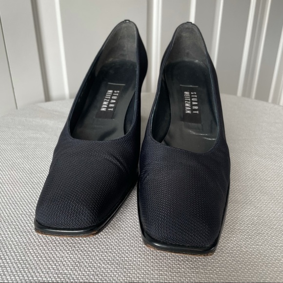 Stuart Weitzman Women's Vintage Style Ribbed Navy Blue Heels Size 9 AA - Picture 2 of 10
